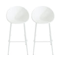 Modern Gable Outdoor Barstool Set of 2 with Perforated Design - White