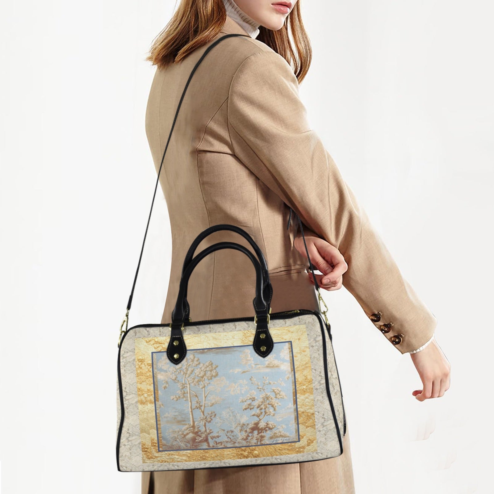 Blue Toile Hunting Landscape Small Travel Tote — Back Alley Exclusive