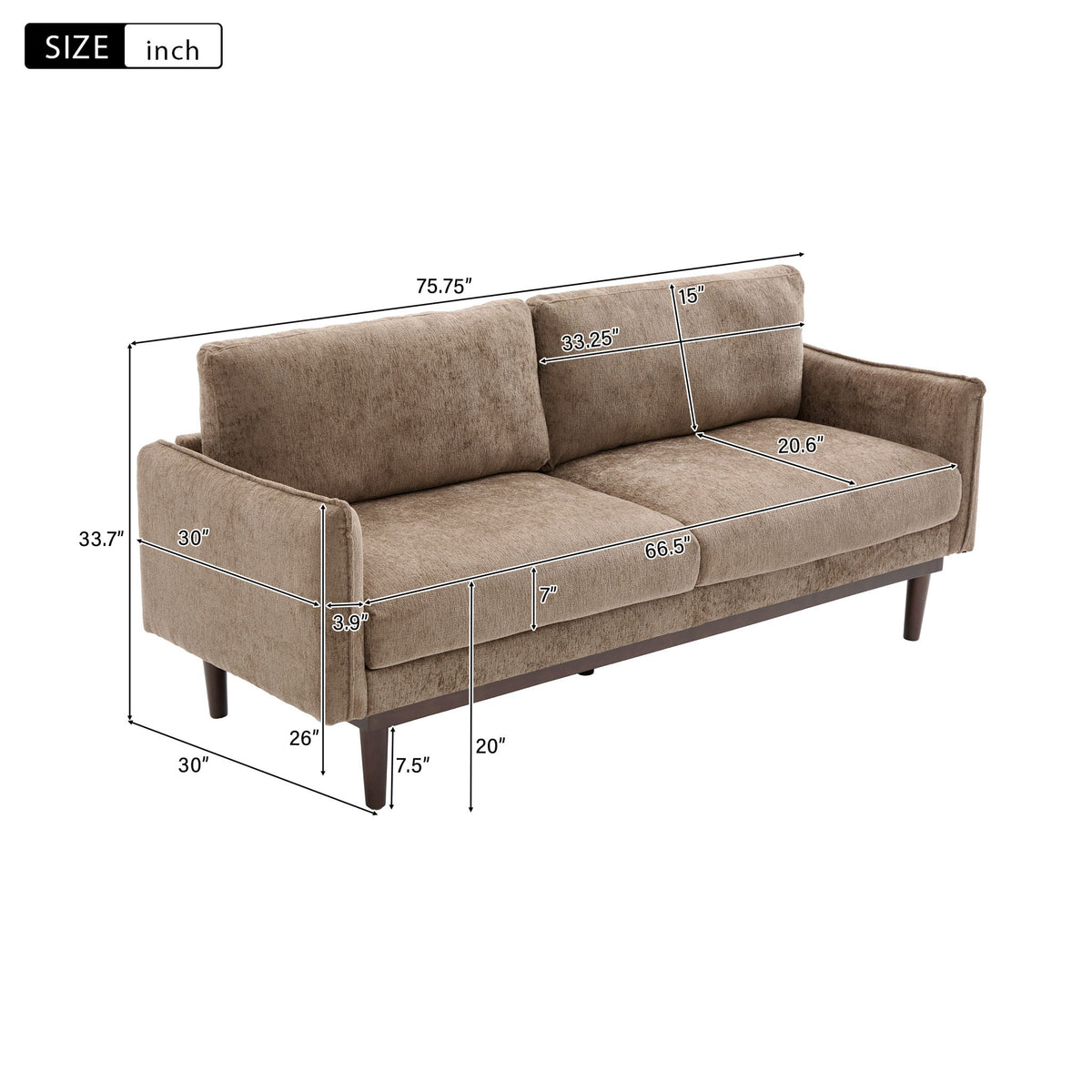 Loveseat Sofa With Spacious Seating