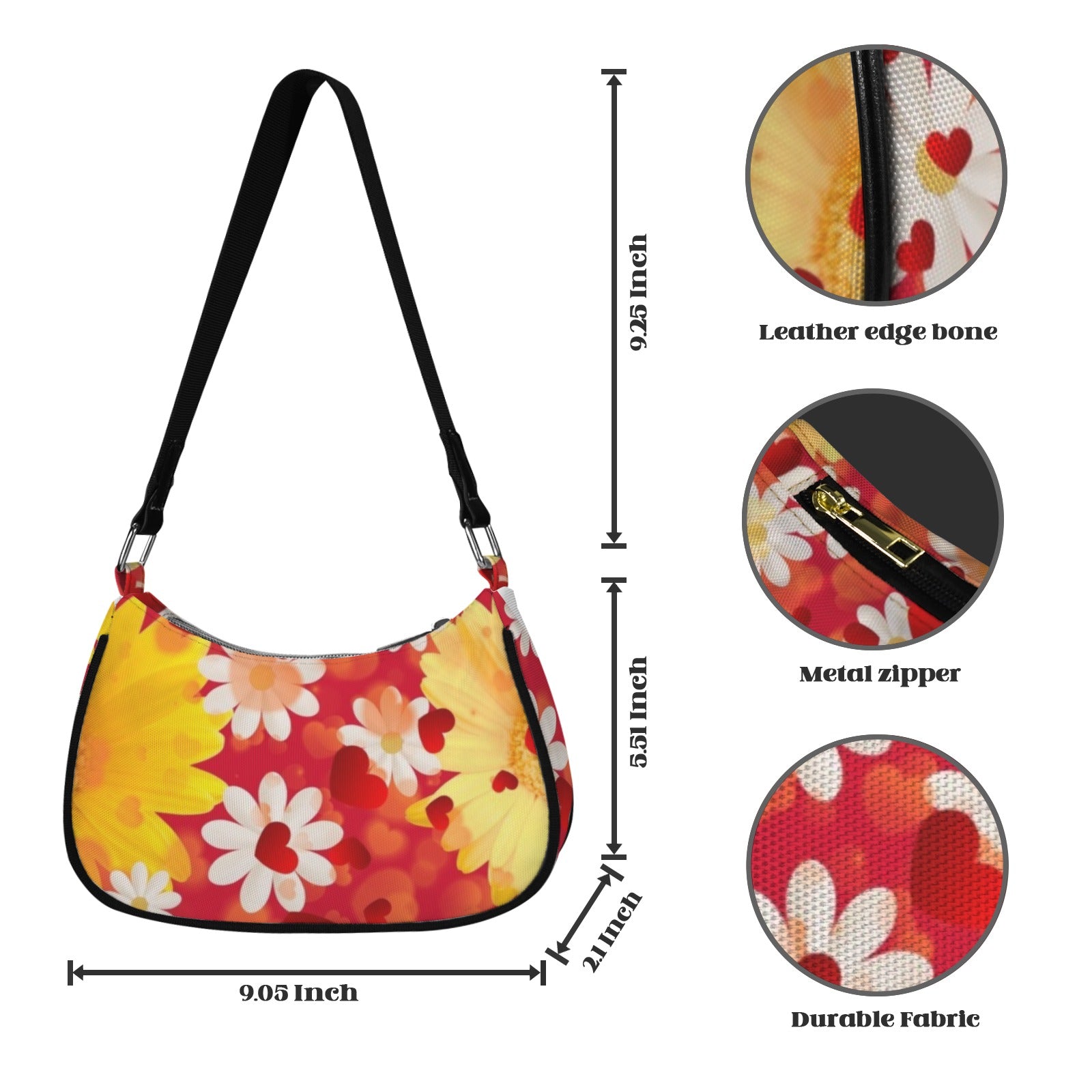 Hearts and Daisies Hobo Bag - Design Exclusive to Back Alley