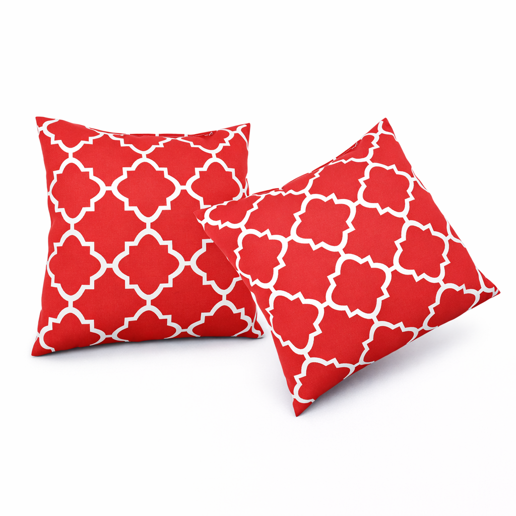 2 Pack Outdoor Throw Pillows, Waterproof & Fade-Resistant Patio Cushions (18x18 Inch, Plaid Red)