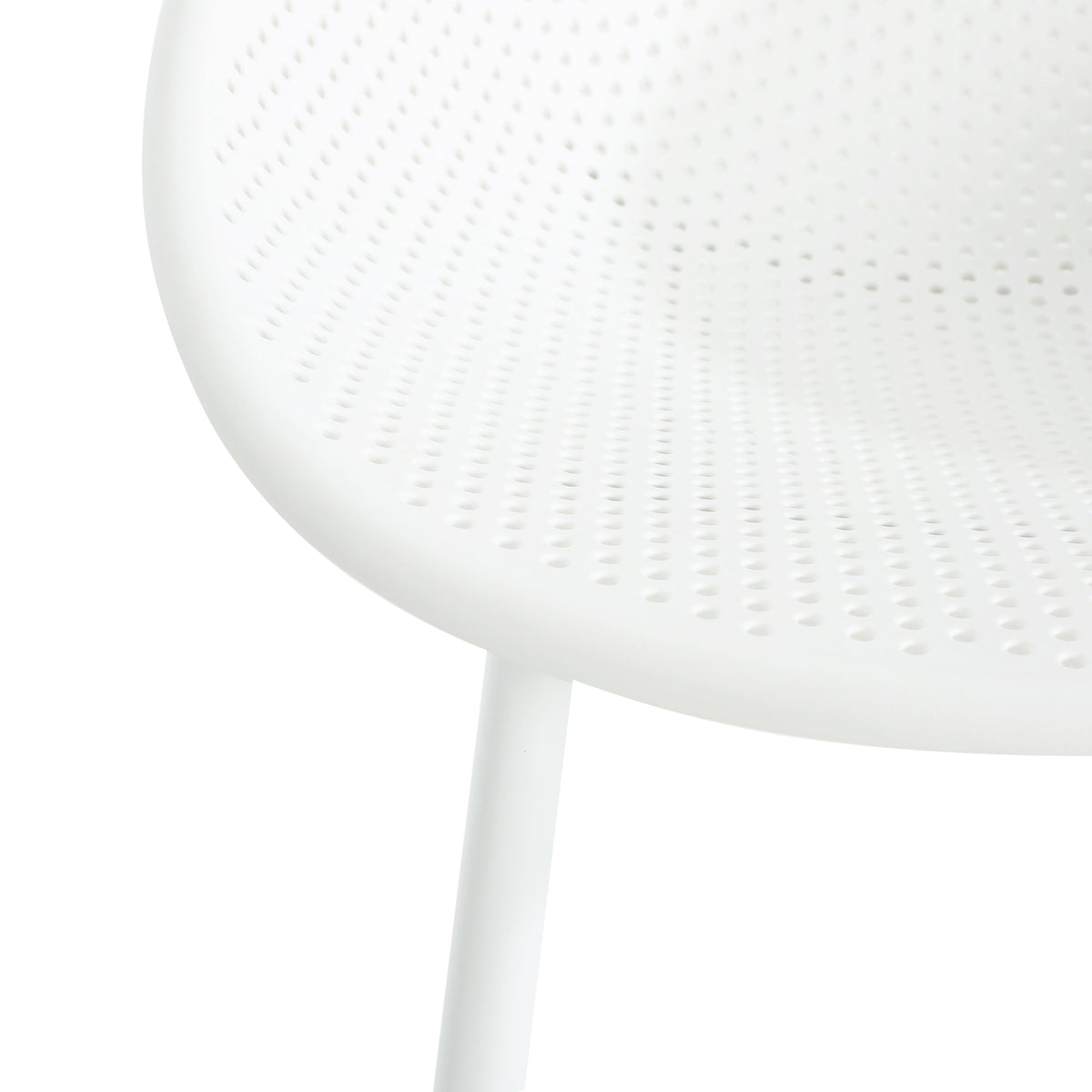 Modern Gable Outdoor Barstool Set of 2 with Perforated Design - White