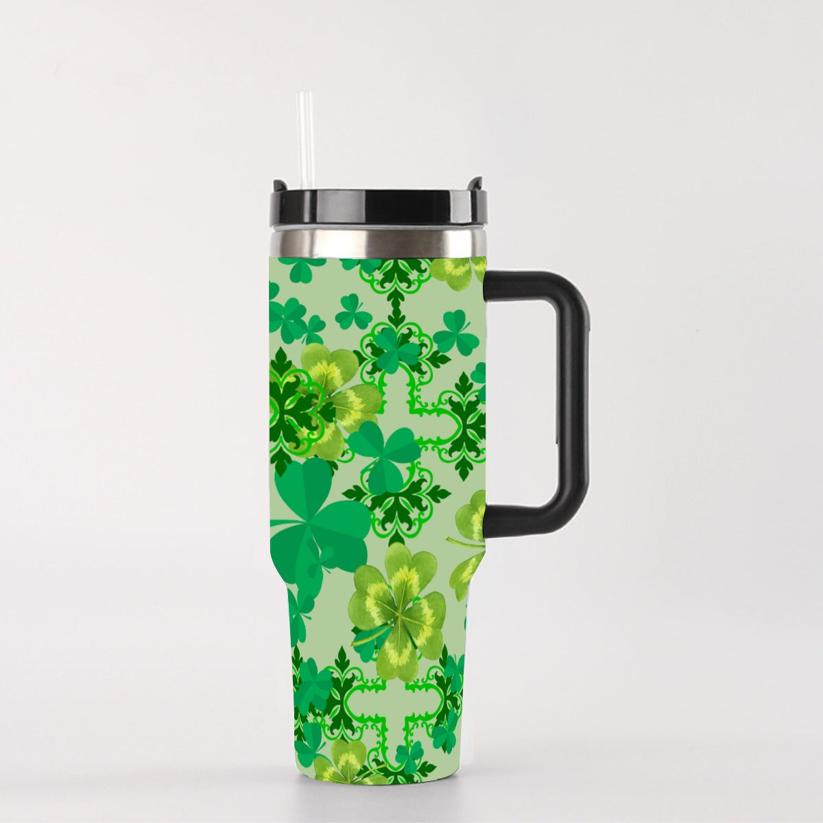 Clover and Celtic Crosses - 40 Oz Tumbler with Handle