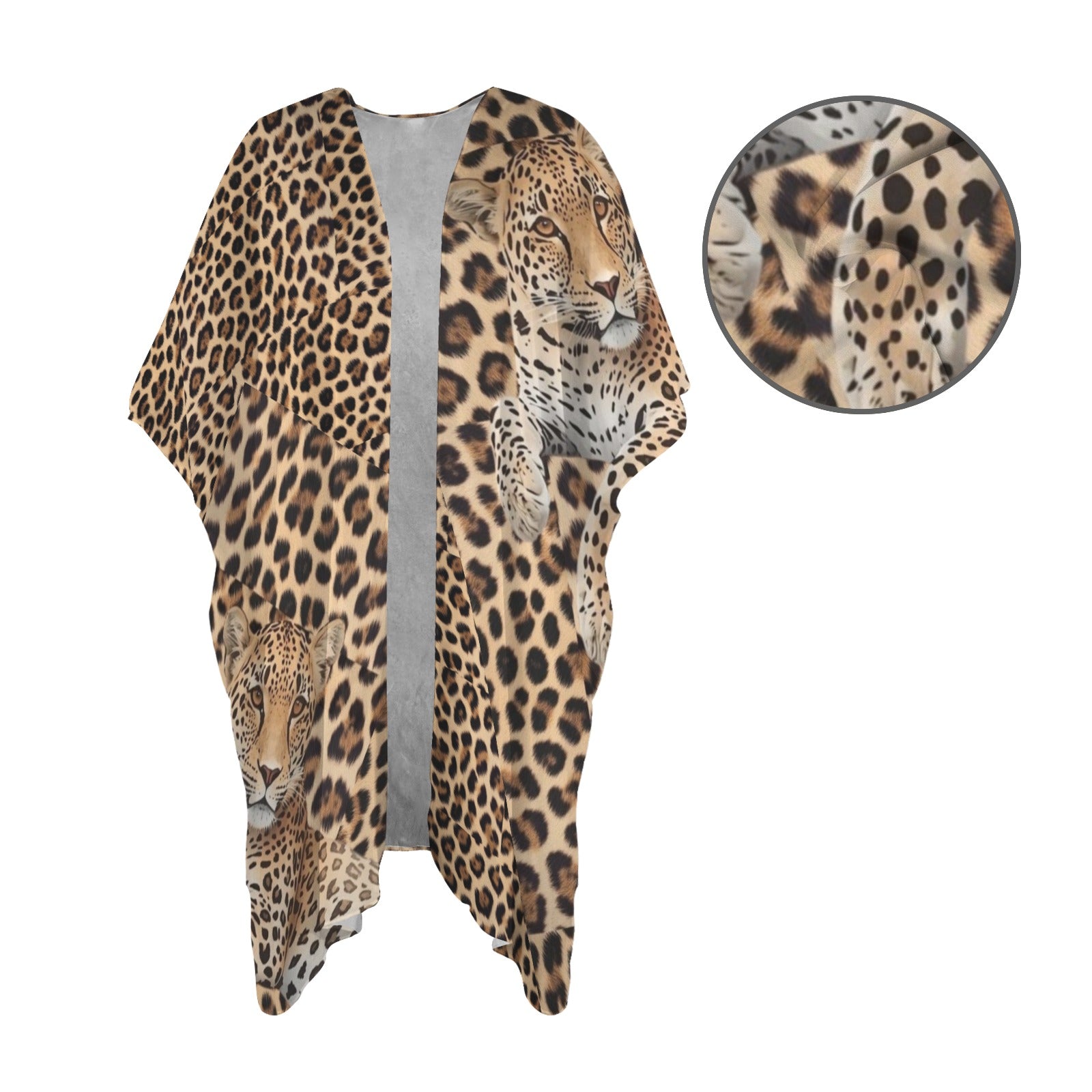 Leopard Lore Chiffon Kimono - Women's Long Wrap - Exclusive to Back Alley