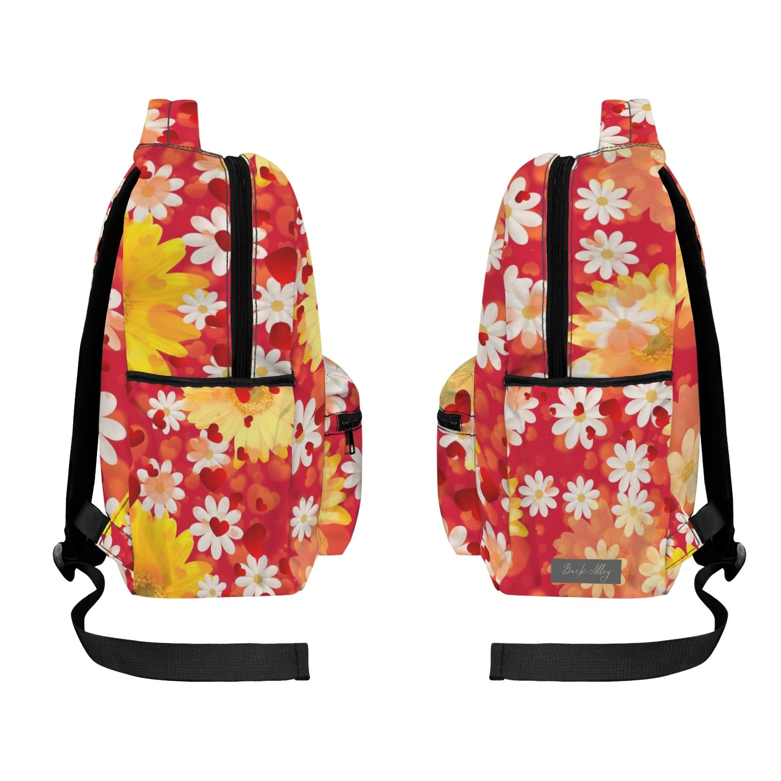 Hearts and Daisies Large Backpack - Design Exclusive to Back Alley