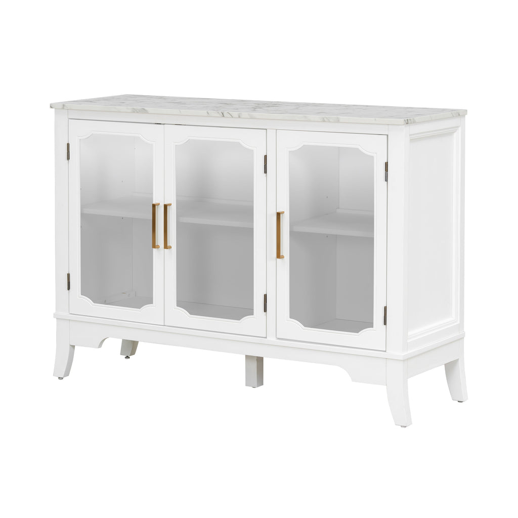 Storage Cabinet 3 Doors Stylish Style White