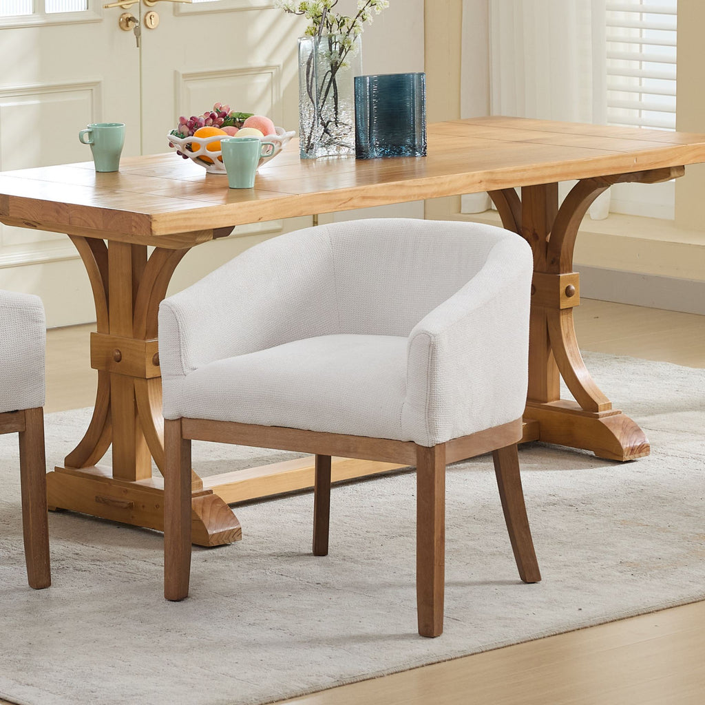 Mid Century Modern Upholstered Barrel Dining Chair with Arms