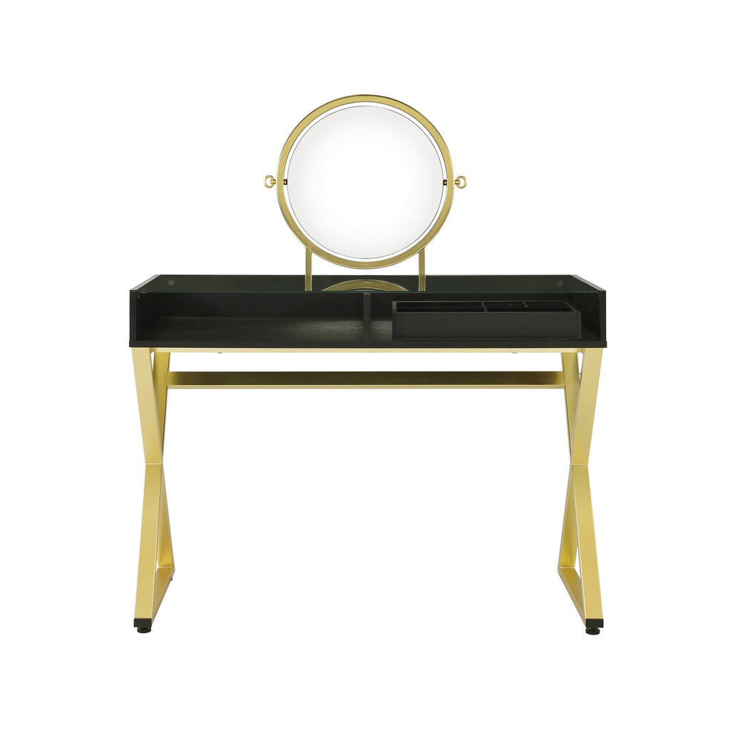 Black & Gold Finish Vanity Desk