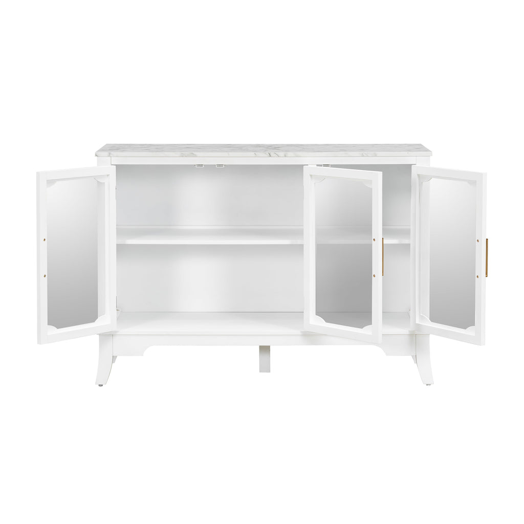 Storage Cabinet 3 Doors Stylish Style White
