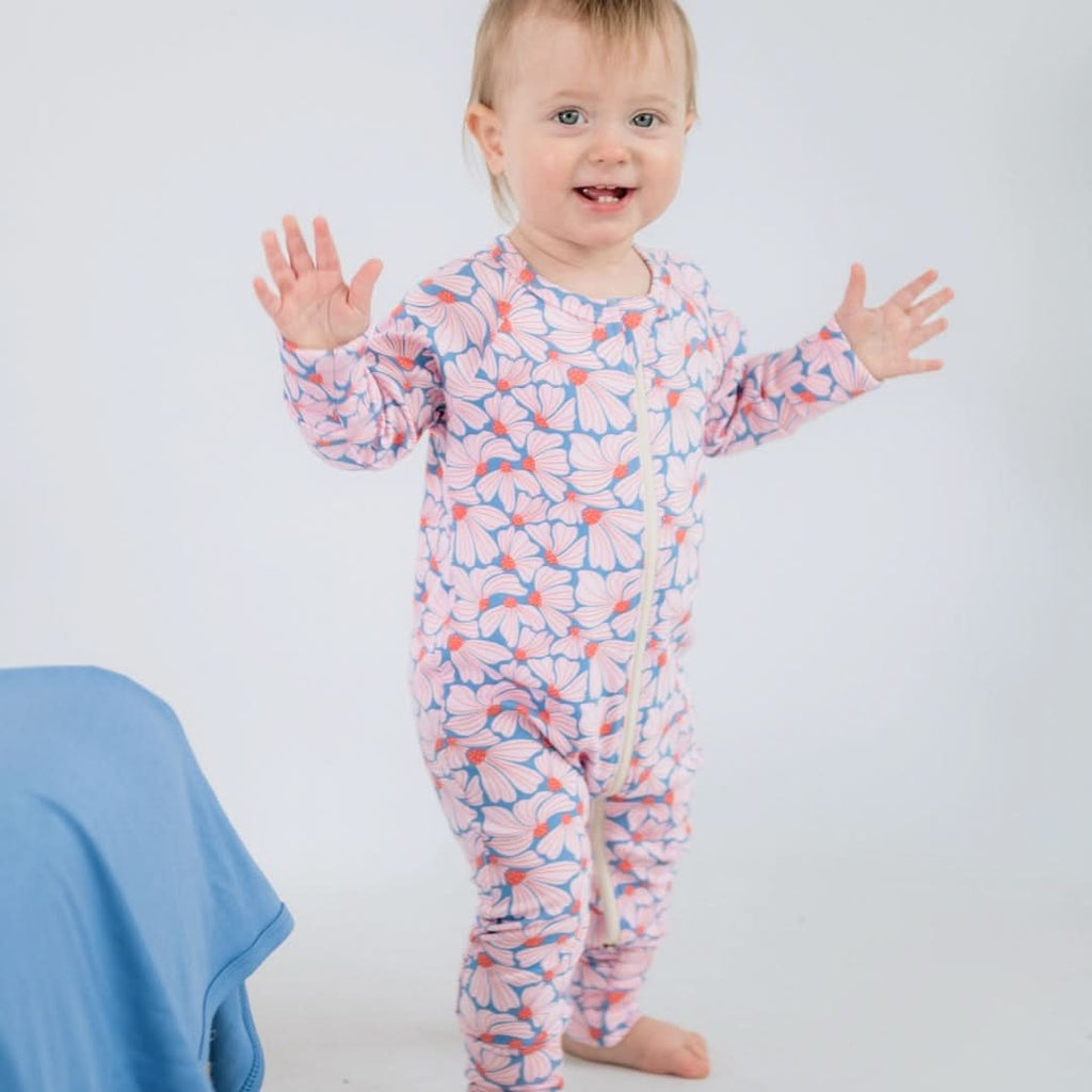 Bamboo Baby Zipper Footed Bodysuit | Saltwater Floral