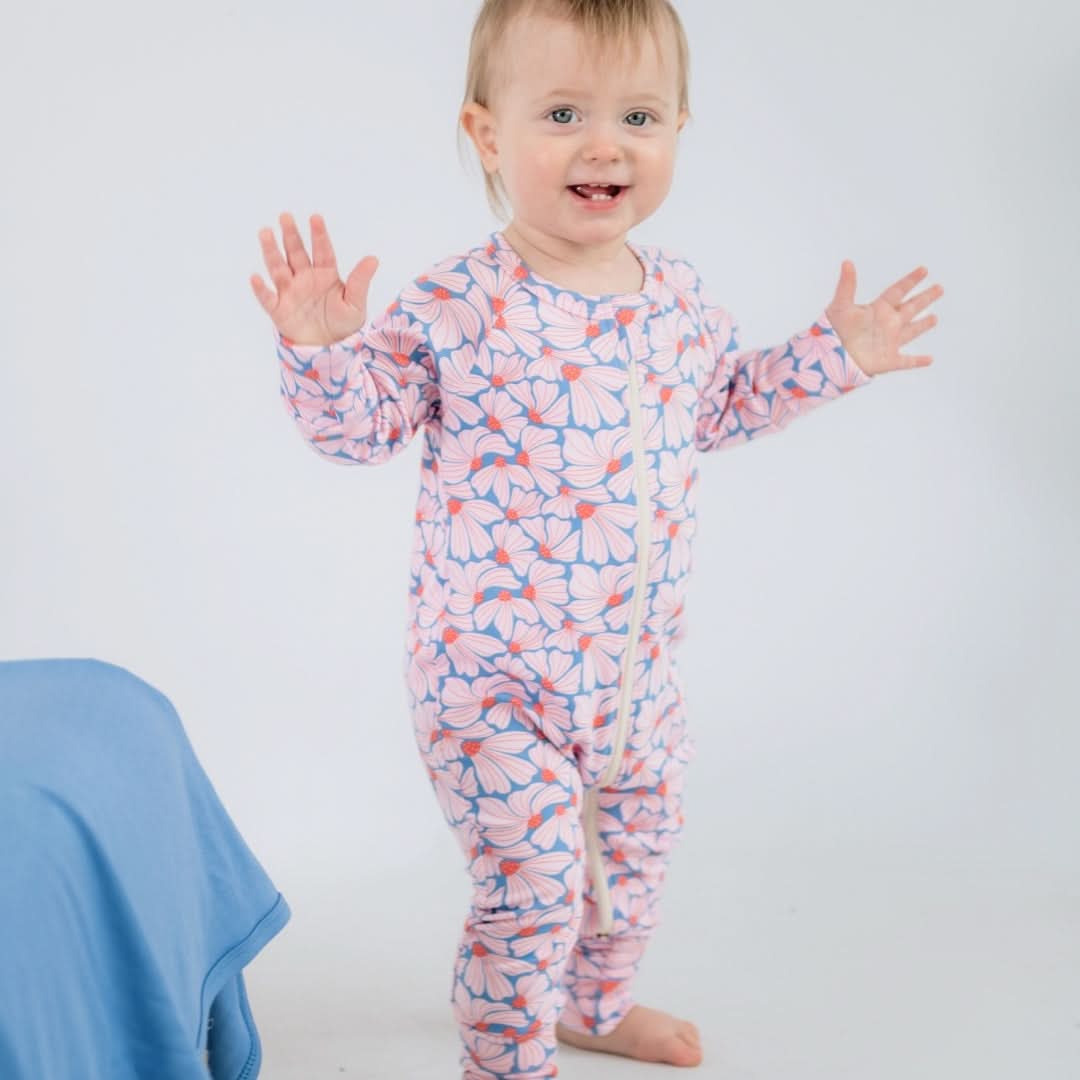 Bamboo Baby Zipper Footed Bodysuit | Saltwater Floral