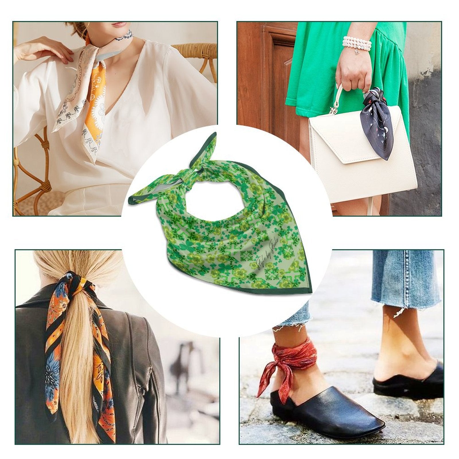 Do over Clover and Celtic Crosses Square Scarf - Exclusive to Back Alley