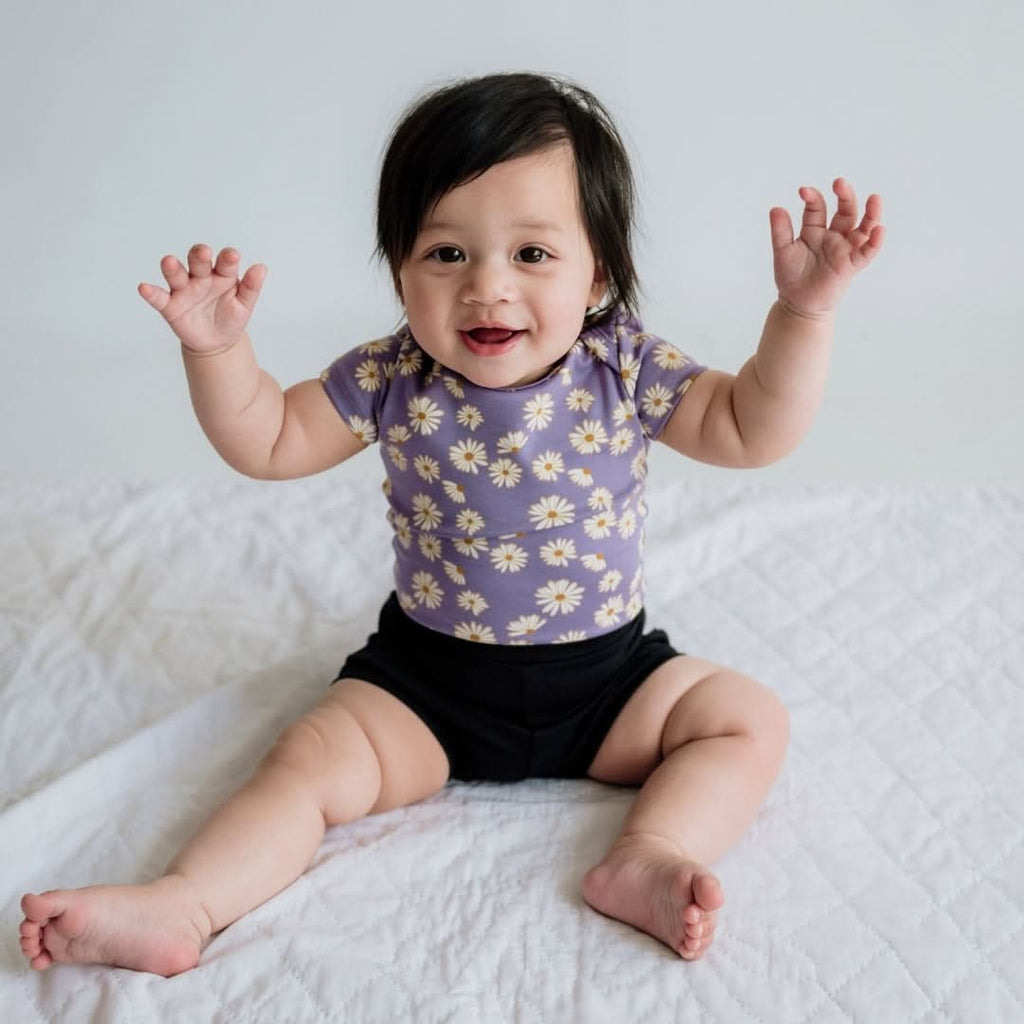 Baby Bamboo High-Waisted Shorties | Bison Plaid