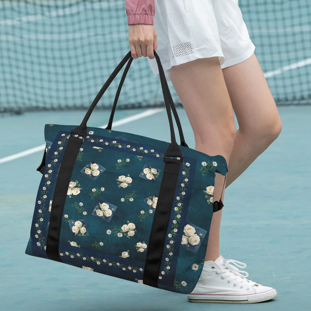 Floribunda and Indigo - Large Travel Bag with Trolley Sleeve - Back Alley Exclusive