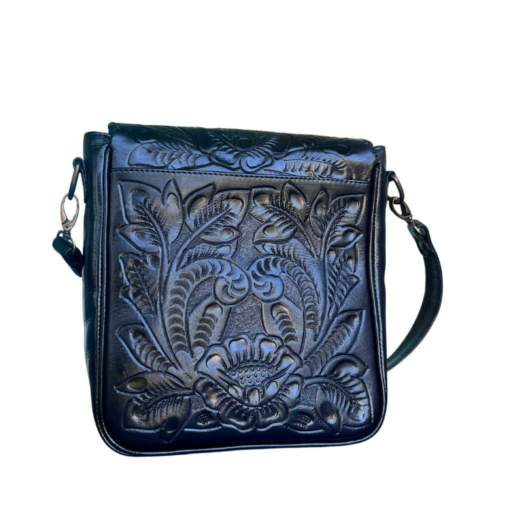 The Kimberly| Hand-Tooled Leather Messenger Bag