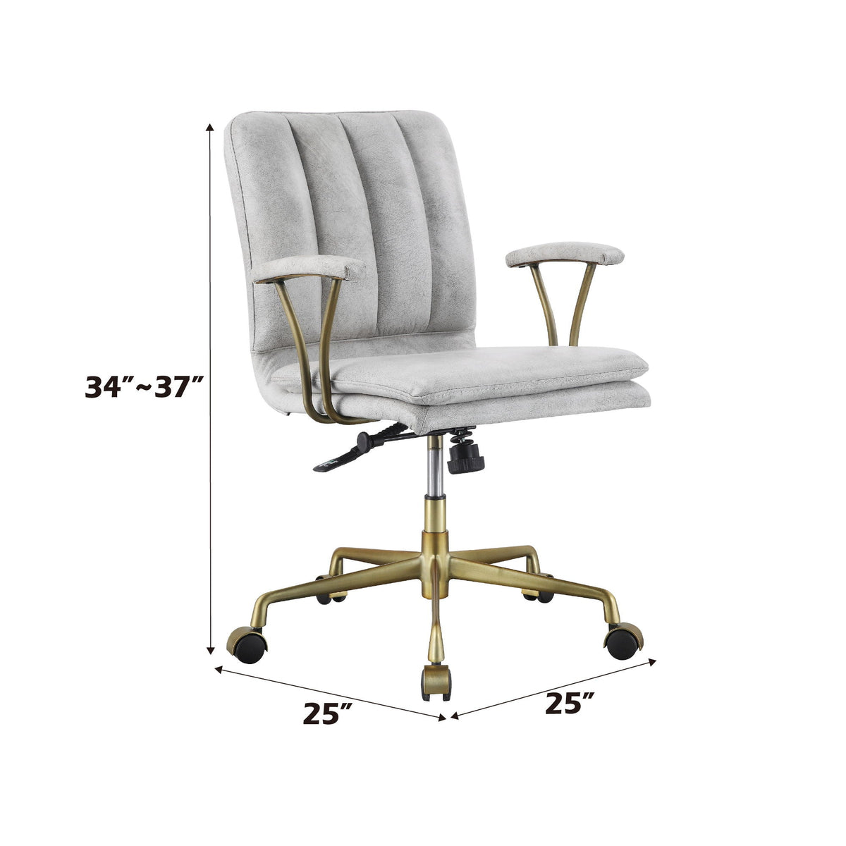 Vintage Top Grain Leather Office Chair with Ergonomic Support - Antique White