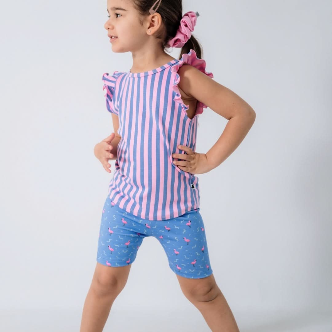 Kids' Bamboo Ruffle Shoulder Tank | Tidal Blue