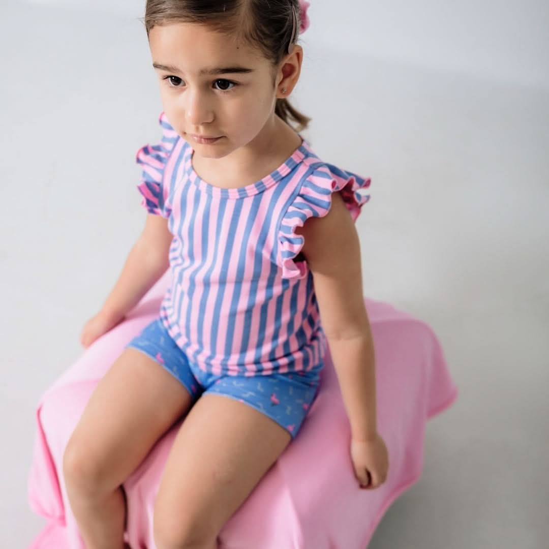 Kids' Bamboo Ruffle Shoulder Tank | Tidal Blue
