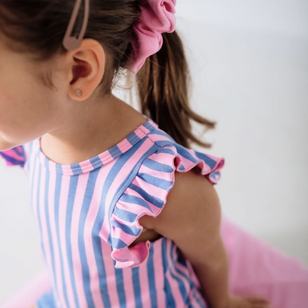 Kids' Bamboo Ruffle Shoulder Tank | Tidal Blue