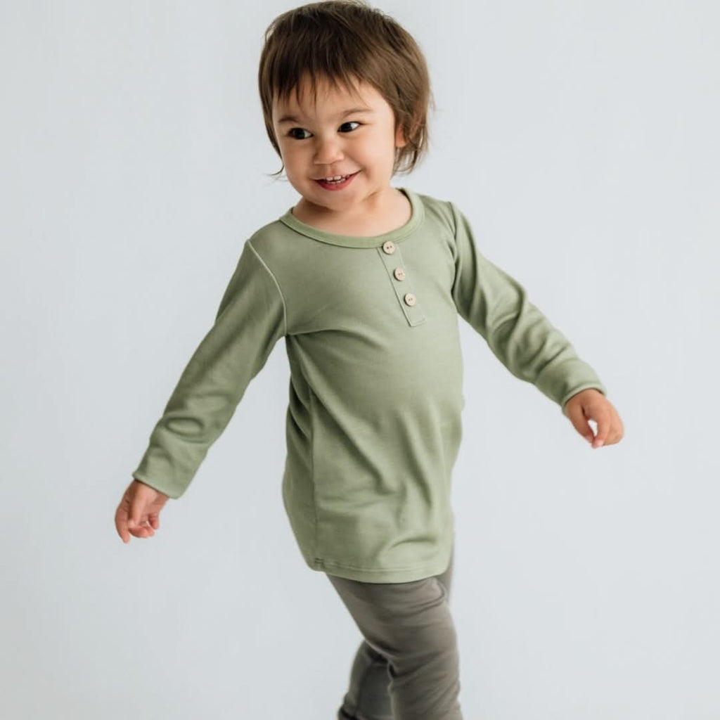 Baby/Kids' Bamboo Long Sleeve Henley | Umber