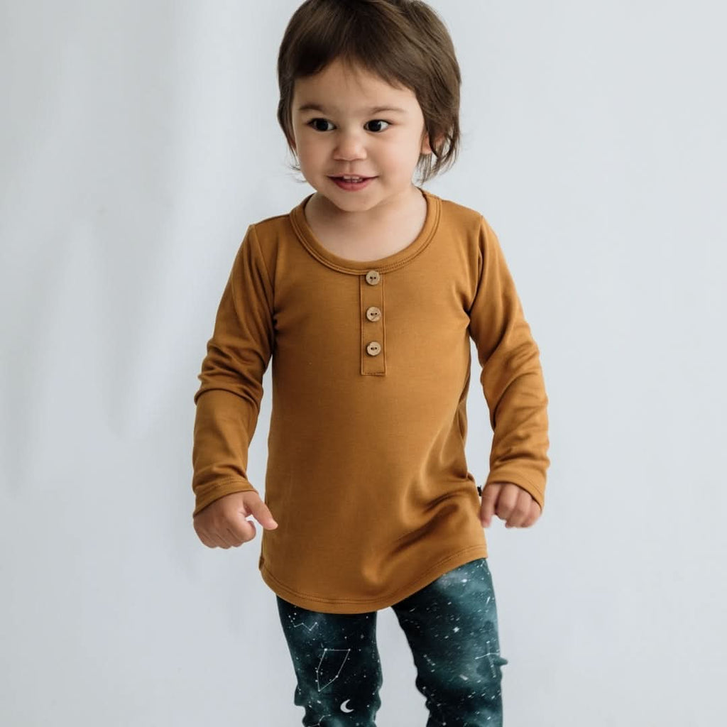 Baby/Kids' Bamboo Long Sleeve Henley | Umber