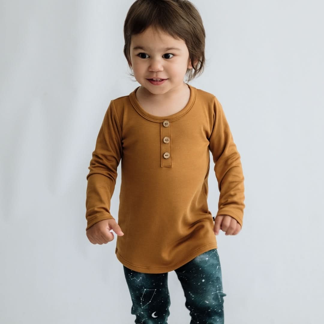 Baby/Kids' Bamboo Long Sleeve Henley | Umber