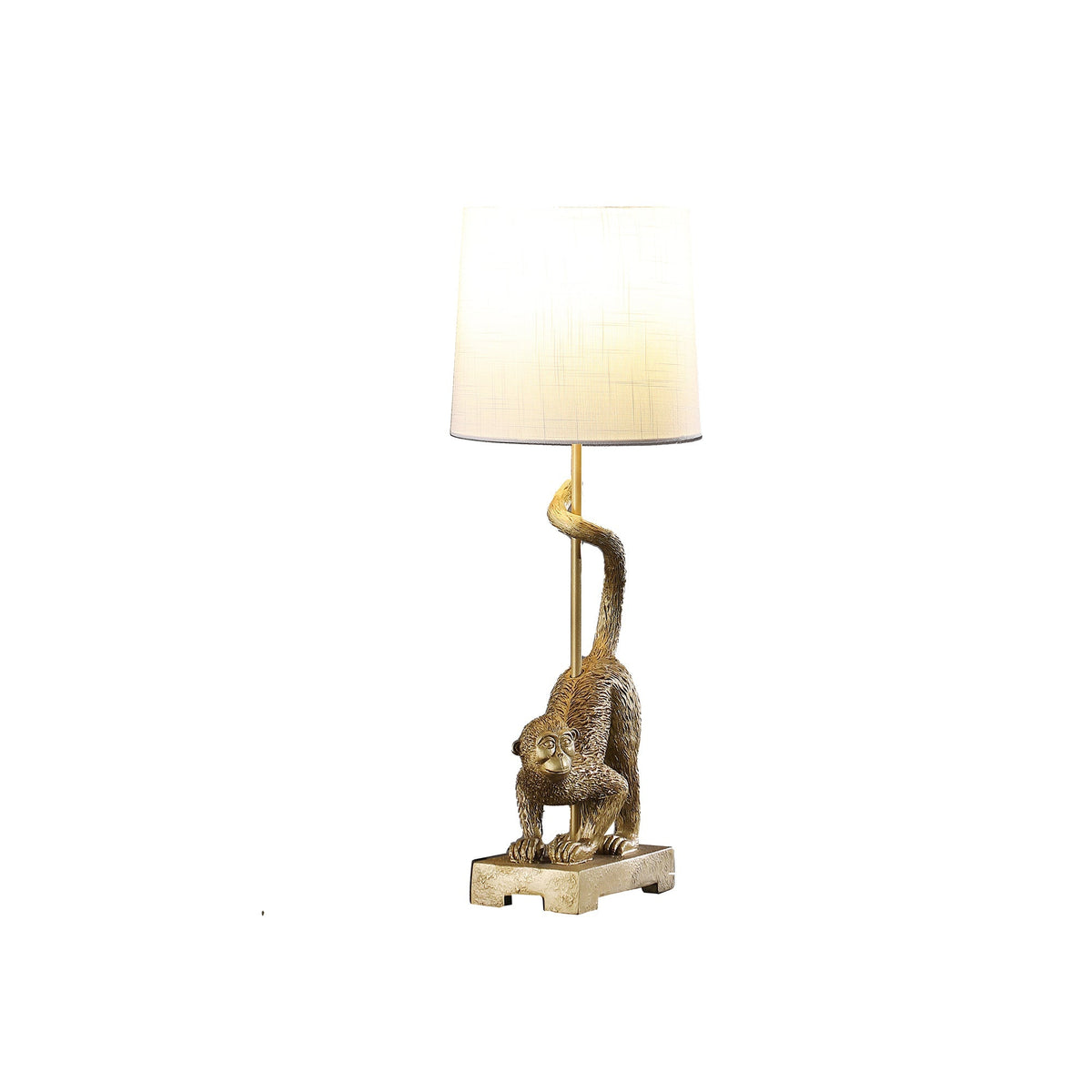 24-Inch Old World Gold Capuchin Monkey Polyresin Table Lamp
