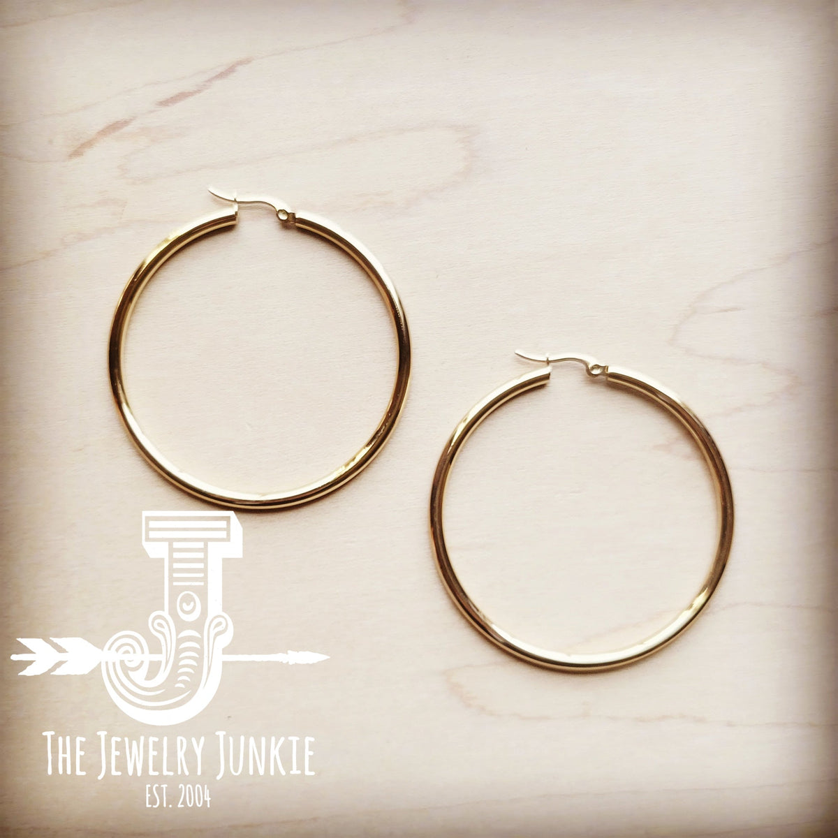 **Small Stainless Steel Hoop Earrings 18K Gold Plating 219a