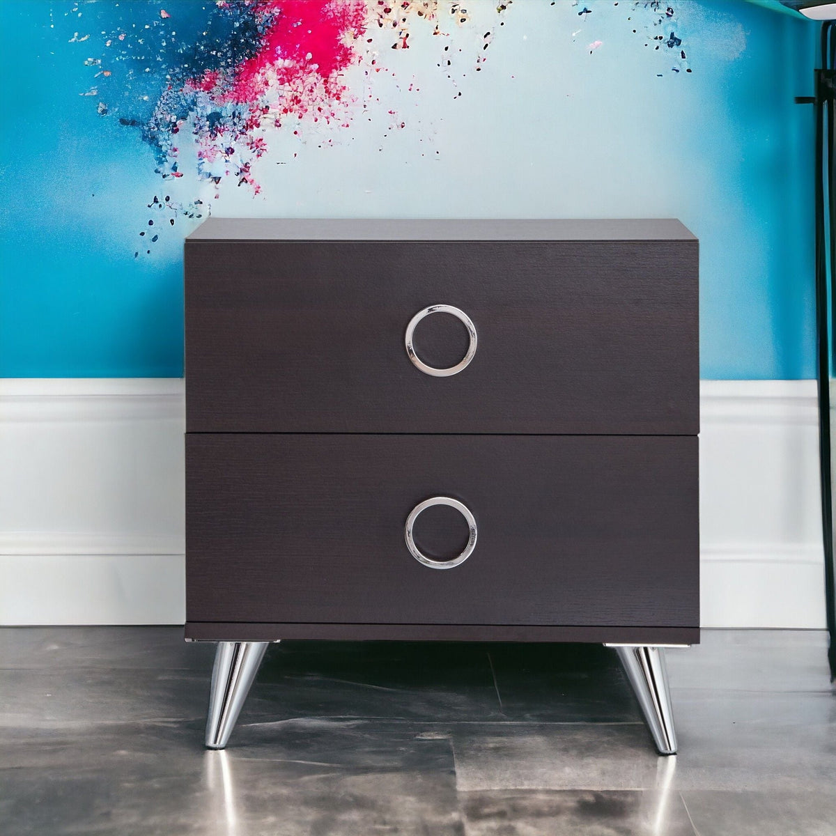 Espresso Wood Accent Nightstand with Storage Drawers - Dark Brown