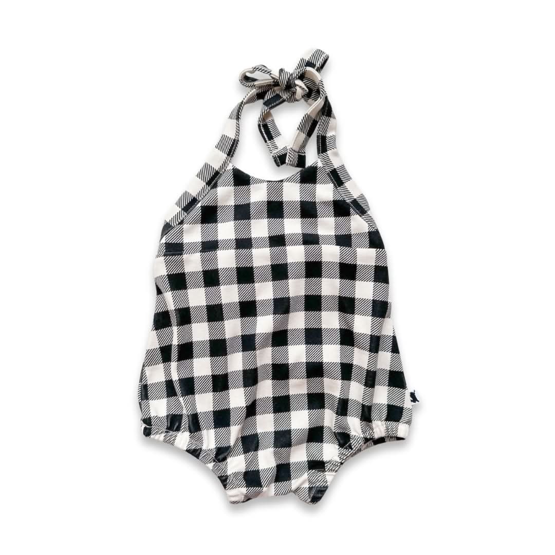 Baby/Kids' Bamboo Halter Romper | Bison Plaid