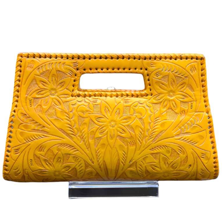 The Caroline| Hand-Tooled Leather Clutch & Crossbody