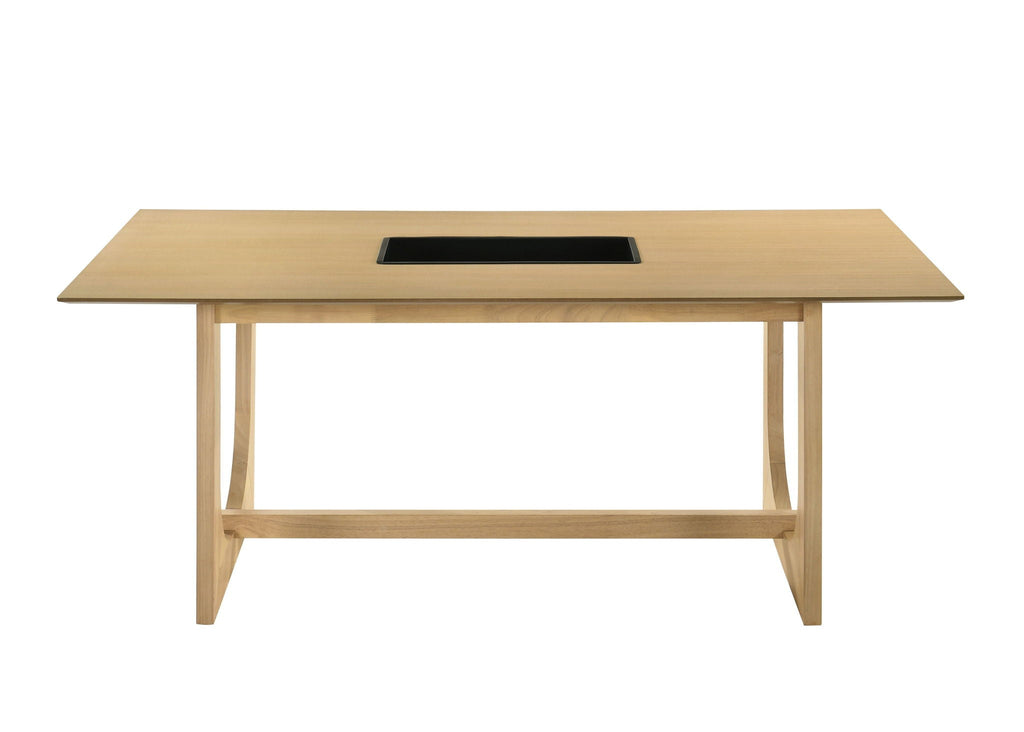 Blayde Natural Wood Dining Table with Double U-Shaped Base - Light Brown