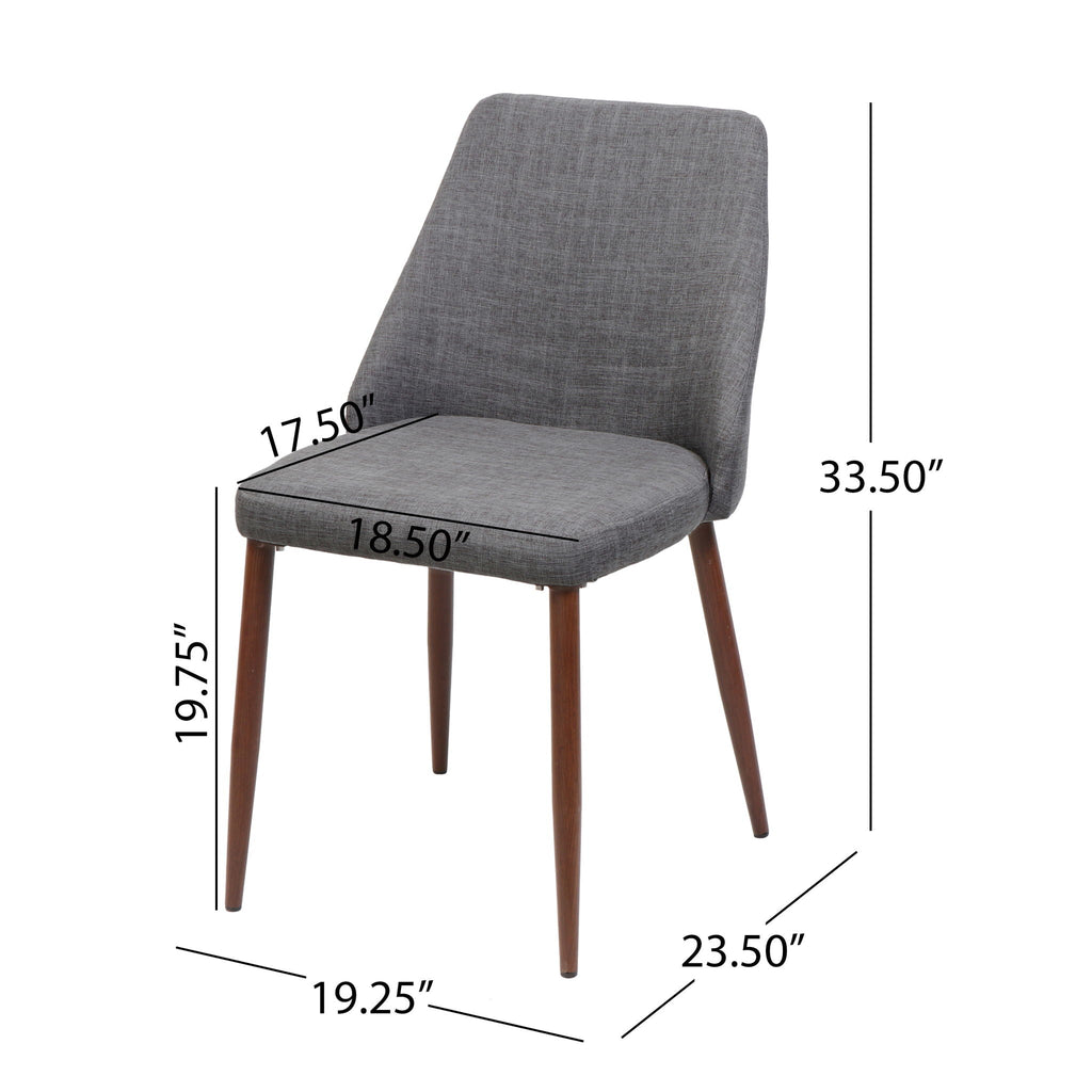 Modern Dining Chair with Iron Legs and Wood Finish - Dark Gray or Light Brown