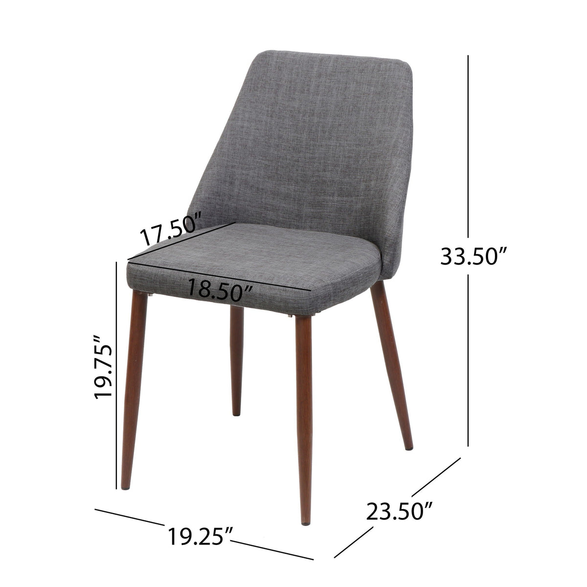 Modern Dining Chair with Iron Legs and Wood Finish - Dark Gray or Light Brown