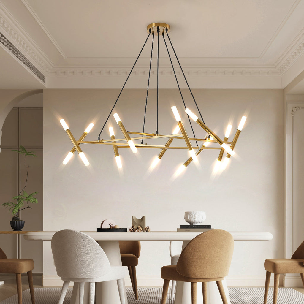Golden Modern Chandelier Light Fixture with Branch Design - Gold