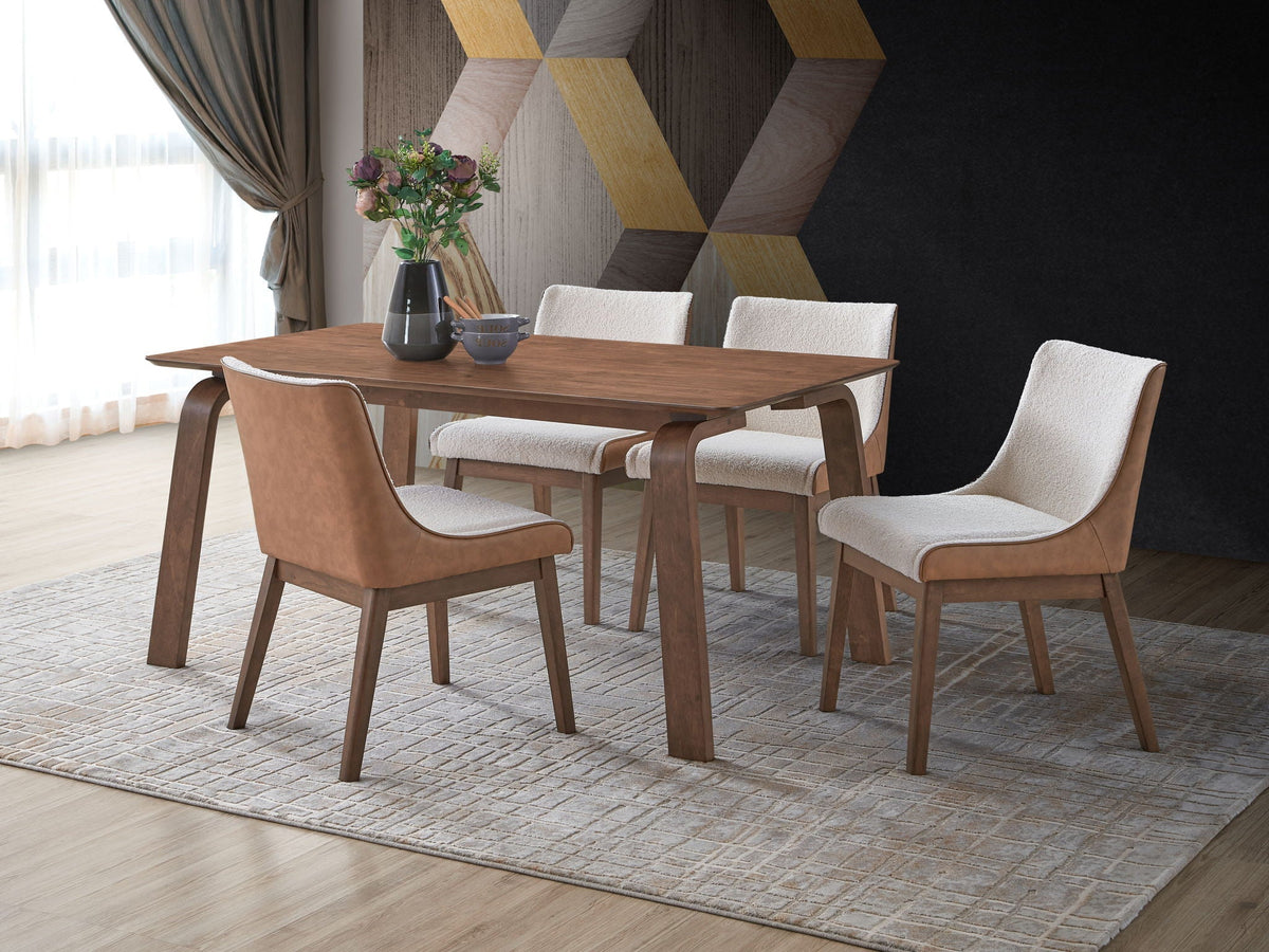 Ginny Walnut Dining Table with Modern Rectangular Design - Dark Brown