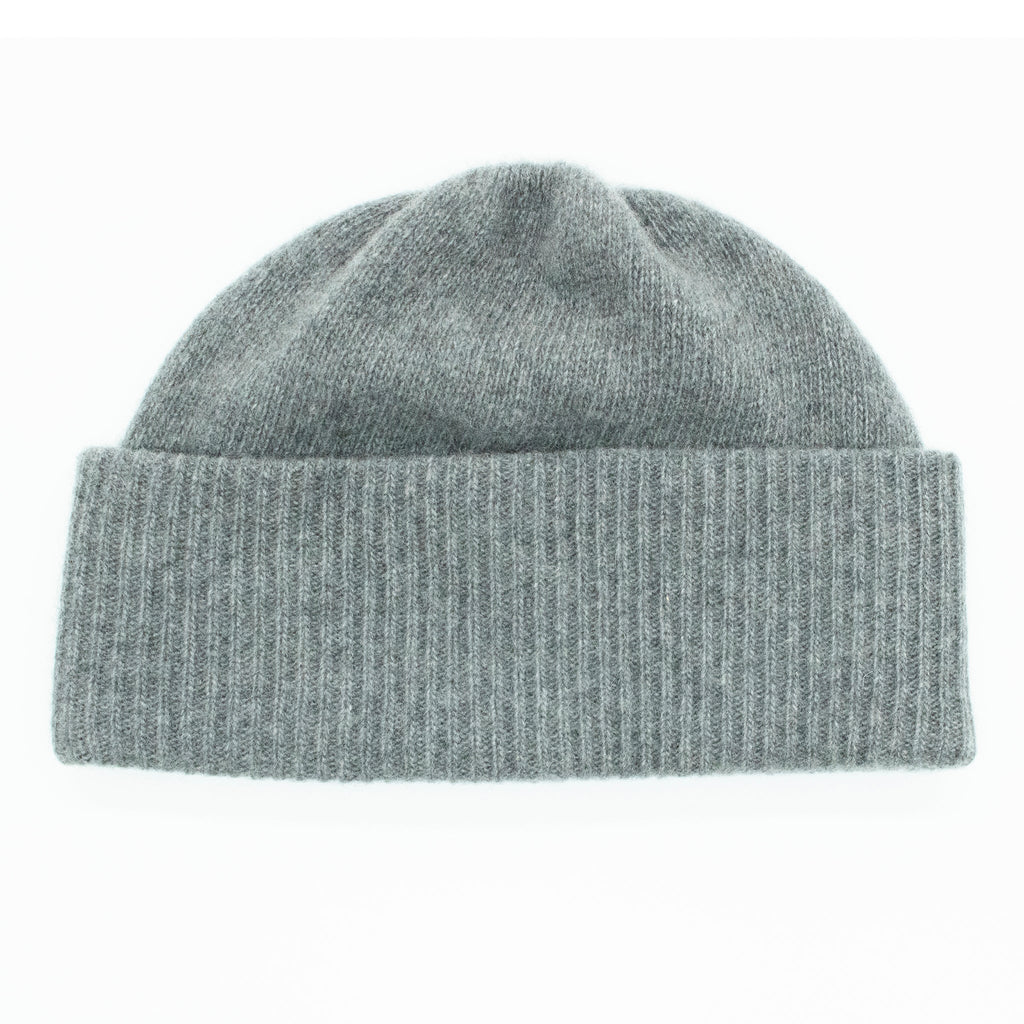 CASHMERE BEANIE HAT WITH RIBBED CUFF