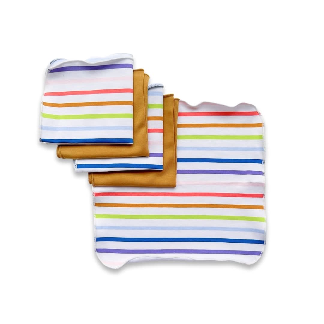 Bamboo Baby Washcloths (Pack Of 5) | Raibow Stripe