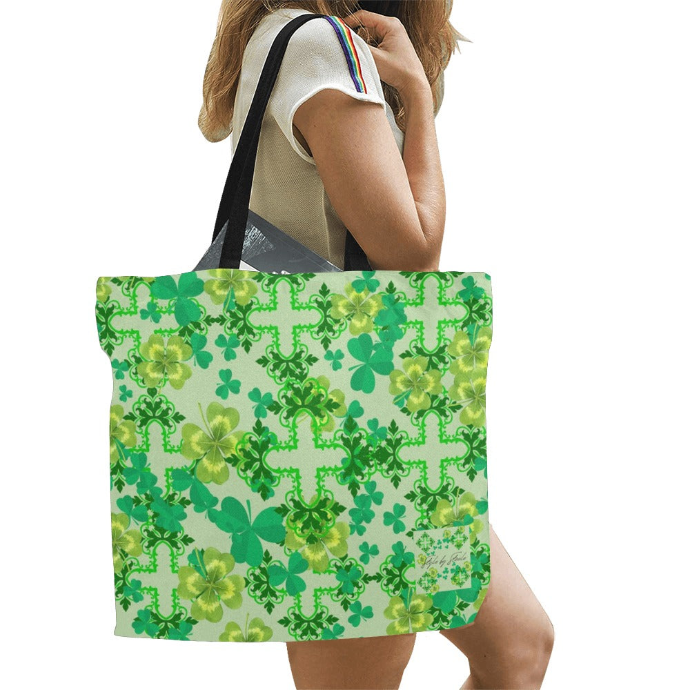 Clover and Celtic Crosses Large Tote - Back Alley Exclusive