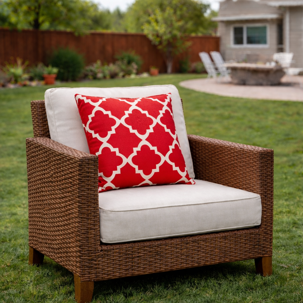 2 Pack Outdoor Throw Pillows, Waterproof & Fade-Resistant Patio Cushions (18x18 Inch, Plaid Red)