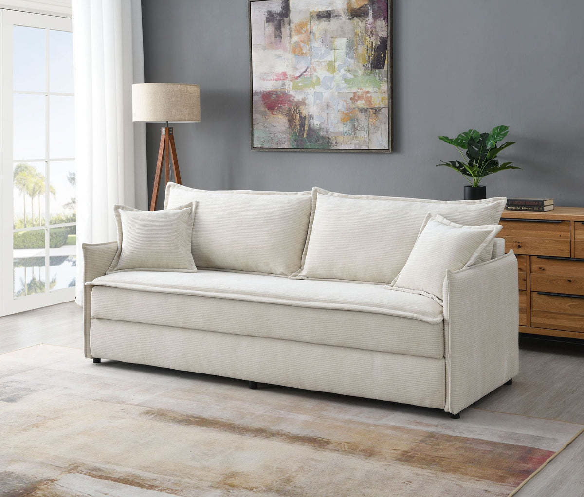Elisea Sleeper Sectional Sofa With 2 Toss Pillows - Beige