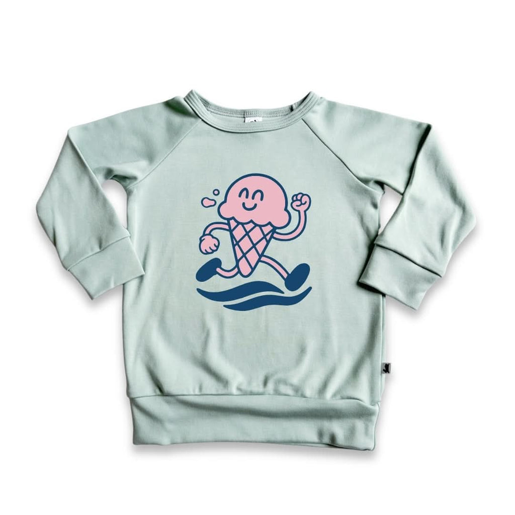 Baby/Kids' Bamboo Graphic Raglan Pullover | "Happiness Comes In Waves" On Navy