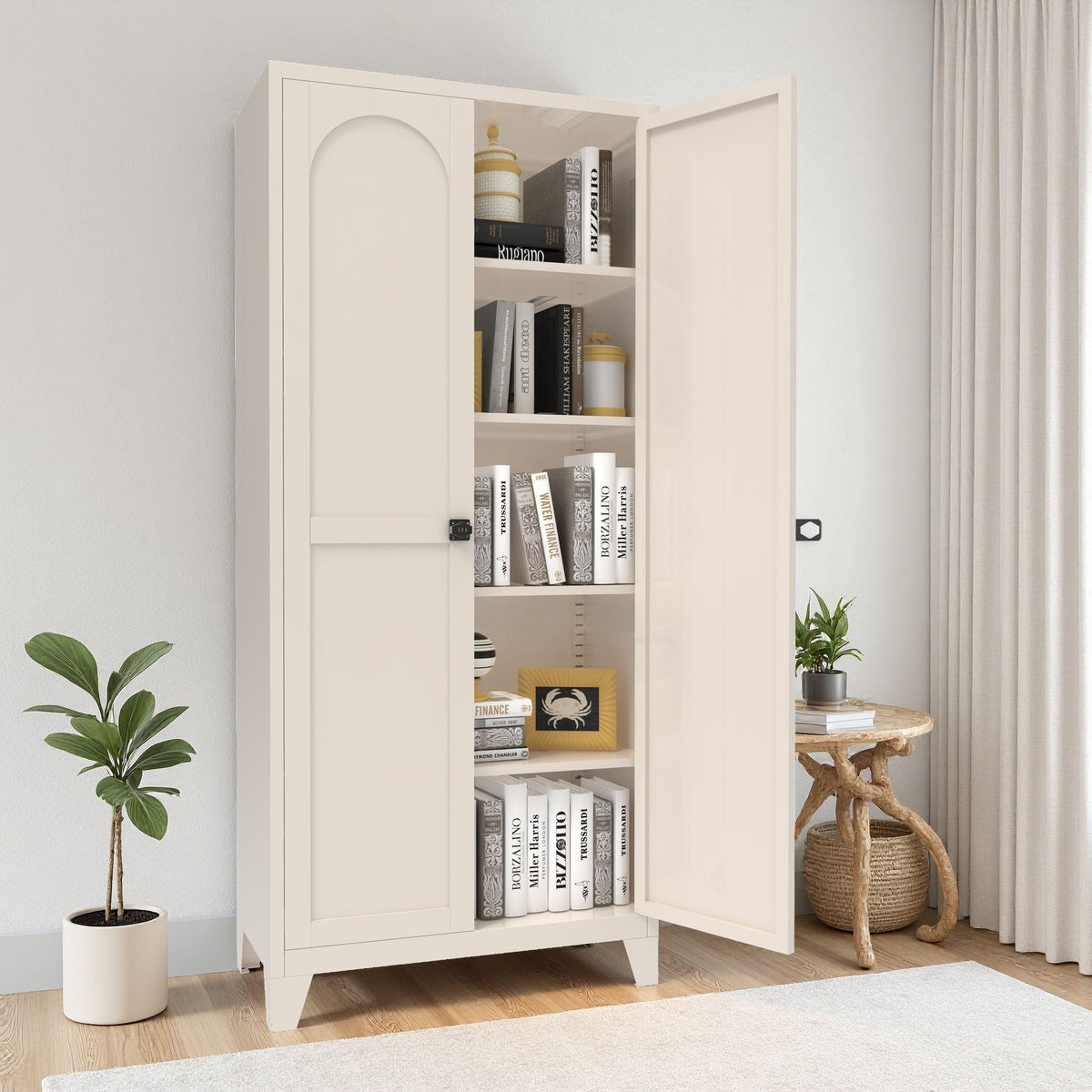 Shapely Doors Cabinet, Metal Storage Cabinet With Doors And Adjustable Shelves