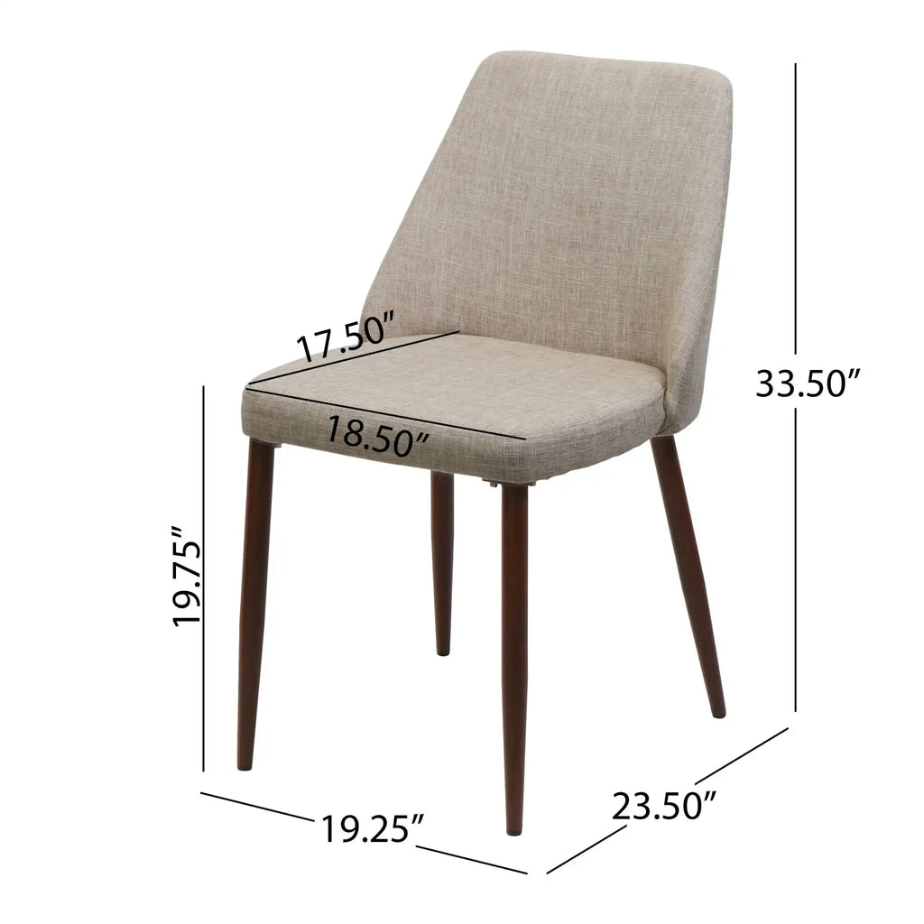 Modern Dining Chair with Iron Legs and Wood Finish - Dark Gray or Light Brown