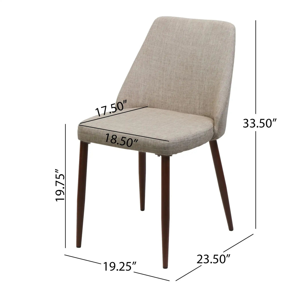 Modern Dining Chair with Iron Legs and Wood Finish - Dark Gray or Light Brown