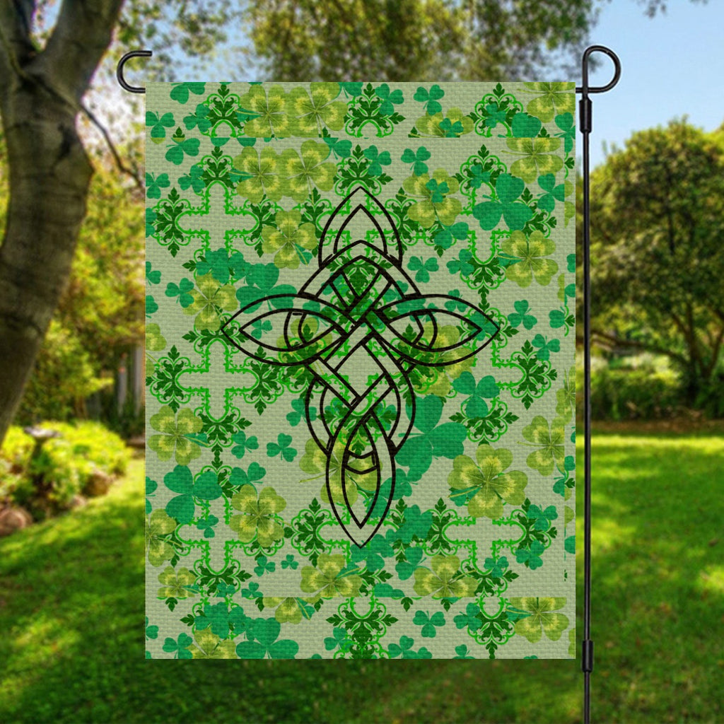 Clover and Celtic Crosses - Garden Flag - Back Alley Exclusive