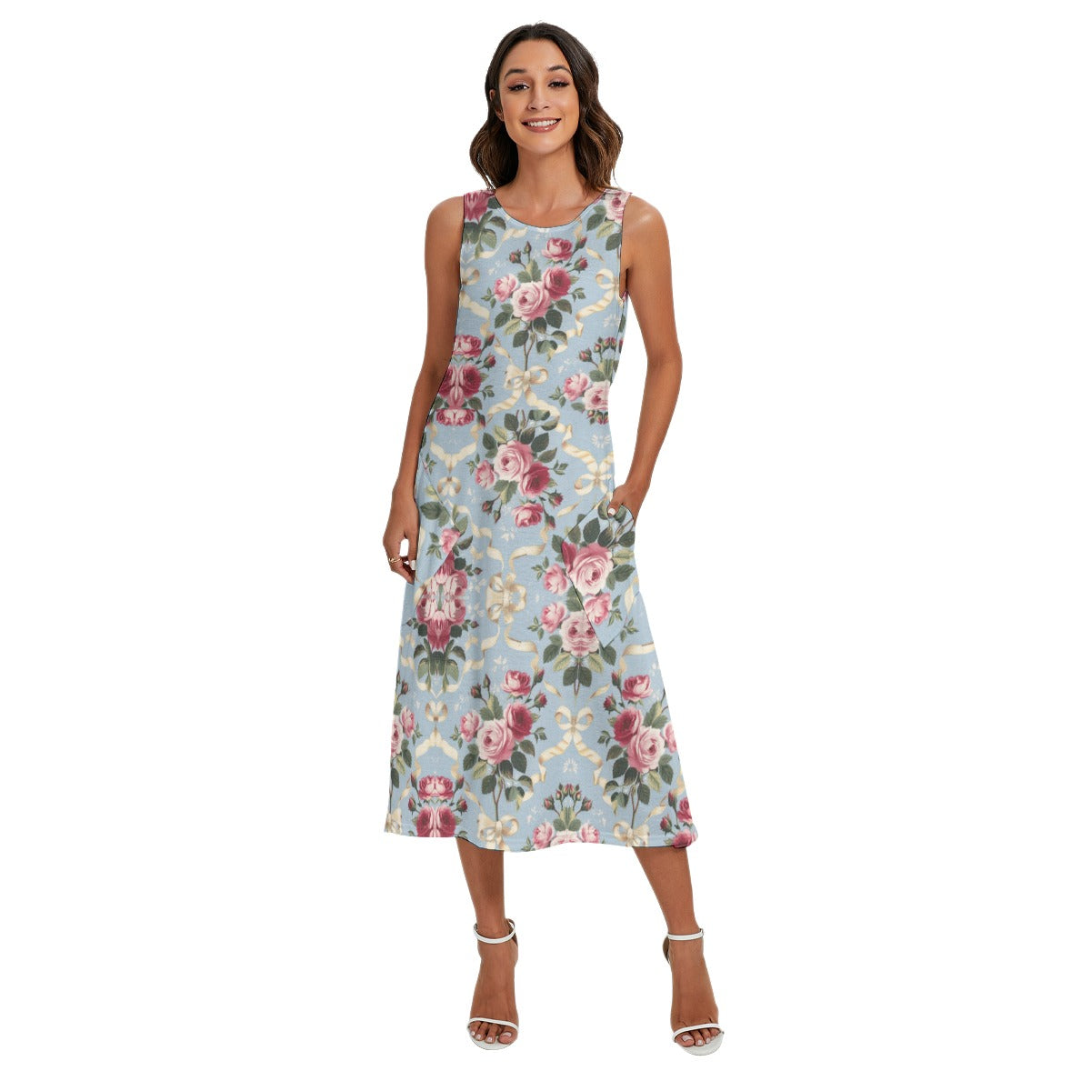 Ribbons and Roses Sleeveless Dress — Exclusive Design | Back Alley