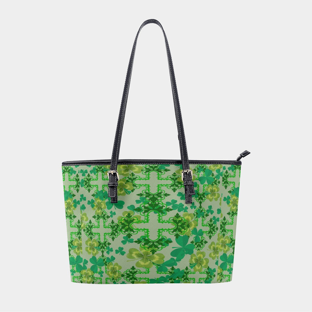 Clover and Celtic Crosses Vegan Leather Tote Bag - Exclusive to Back Alley