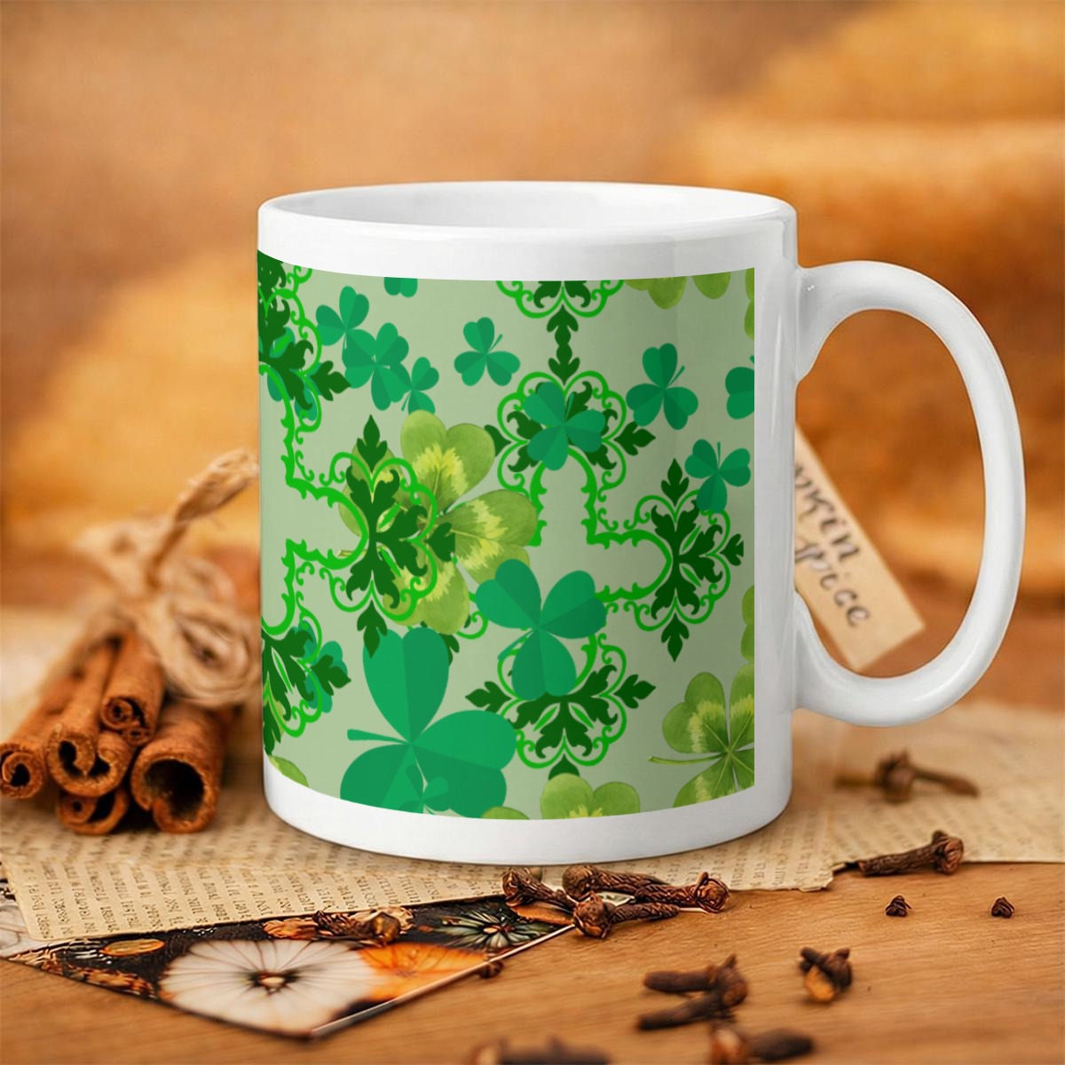 Clover & Celtic Crosses Mug | Irish Heritage Coffee Cup - Exclusive to Back Alley
