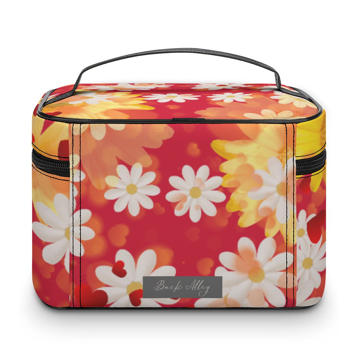 Hearts and Daisies - Back Alley Design Exclusive - Large Capacity Toiletry Organizer Bag
